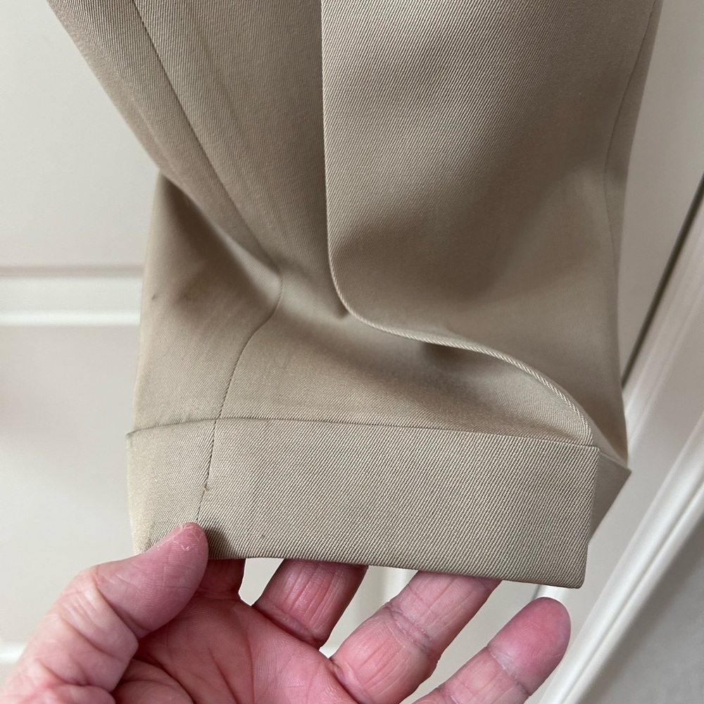 Vintage Polo Ralph Lauren Extrafine Virgin Wool Pleated cuffed tan trousers. 38 - Picture 2 of 15